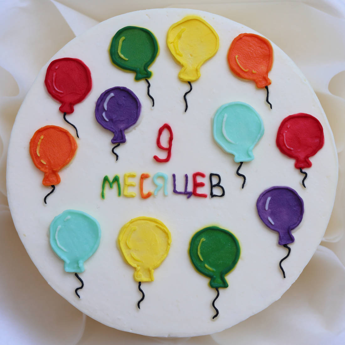 Colorful balloons on the bento cake for a child