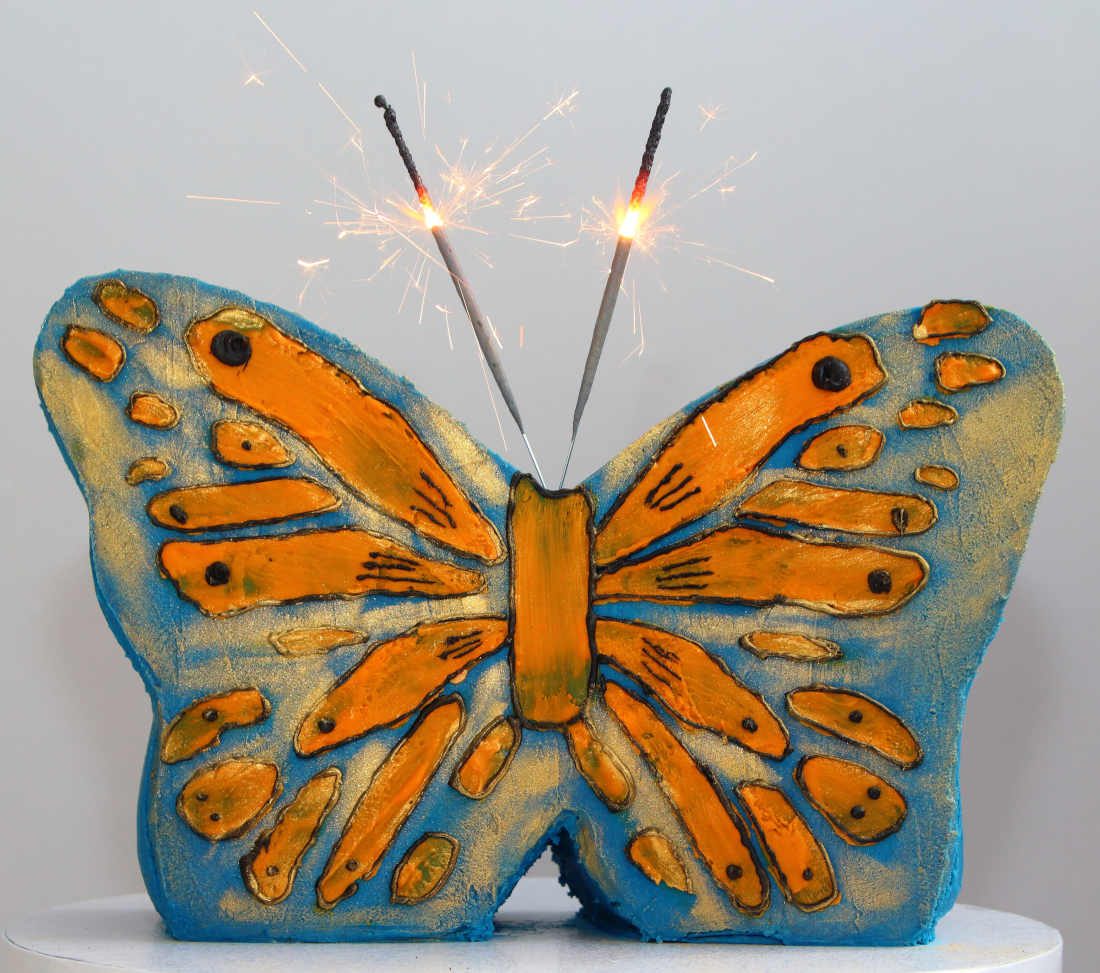 Butterfly cake with sparklers