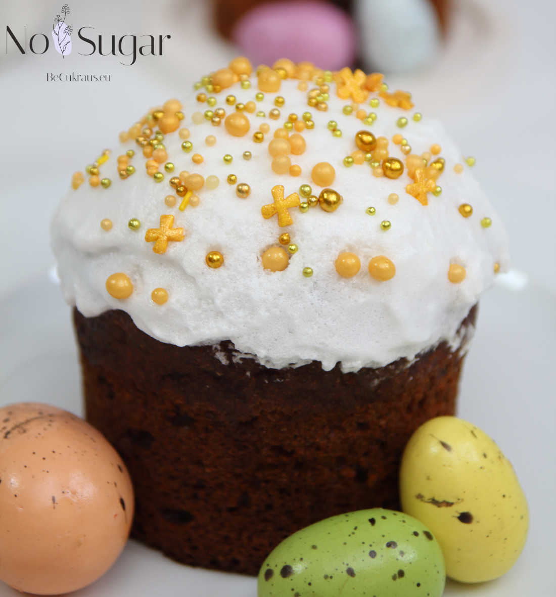 Easter cake and sugar-free chocolate eggs