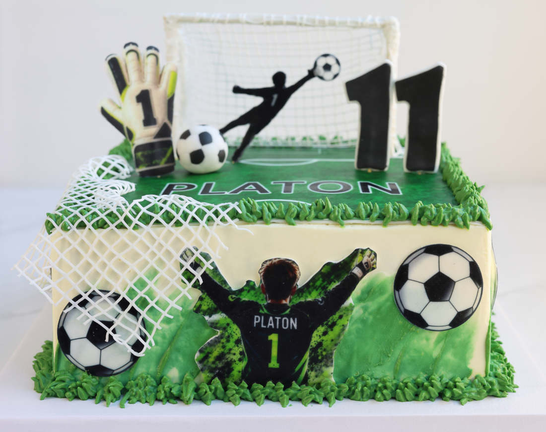Football-themed birthday cake for a boy