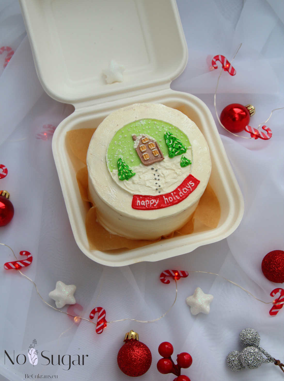 Happy Holidays bento cake as a gift for Christmas and New Year