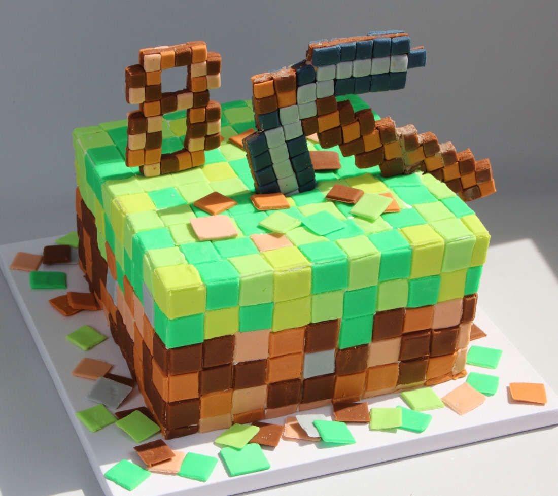 Minecraft cake for 8th birthday in Vilnius