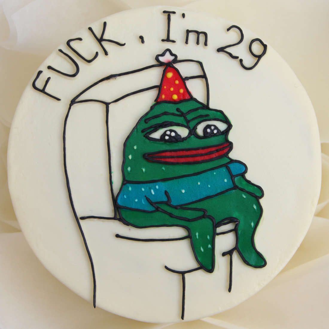 Лягушенок Пепе (Pepe the Frog) на бенто-торте: Fuck, I'm 29