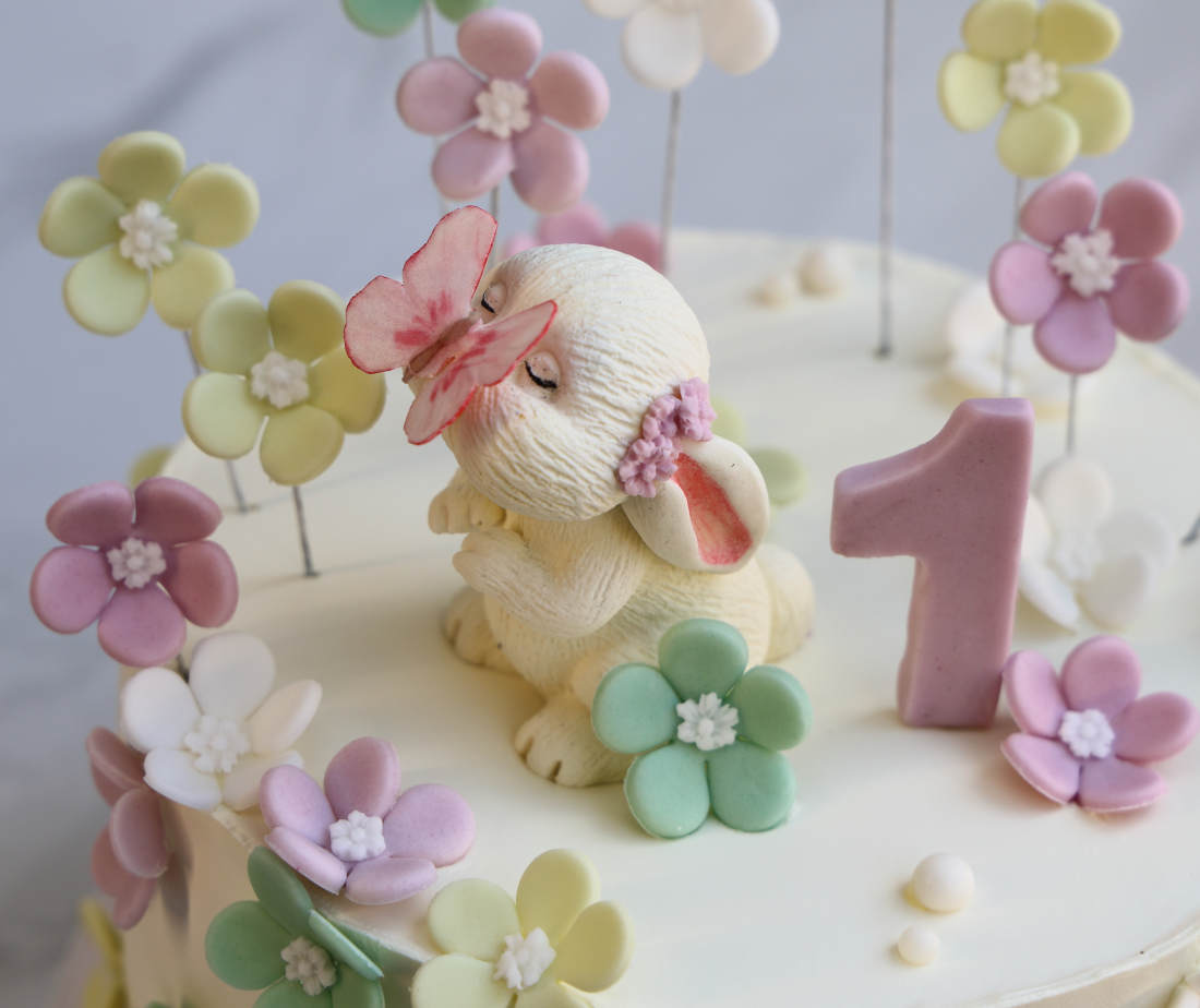 Rabbit with a butterfly on its nose