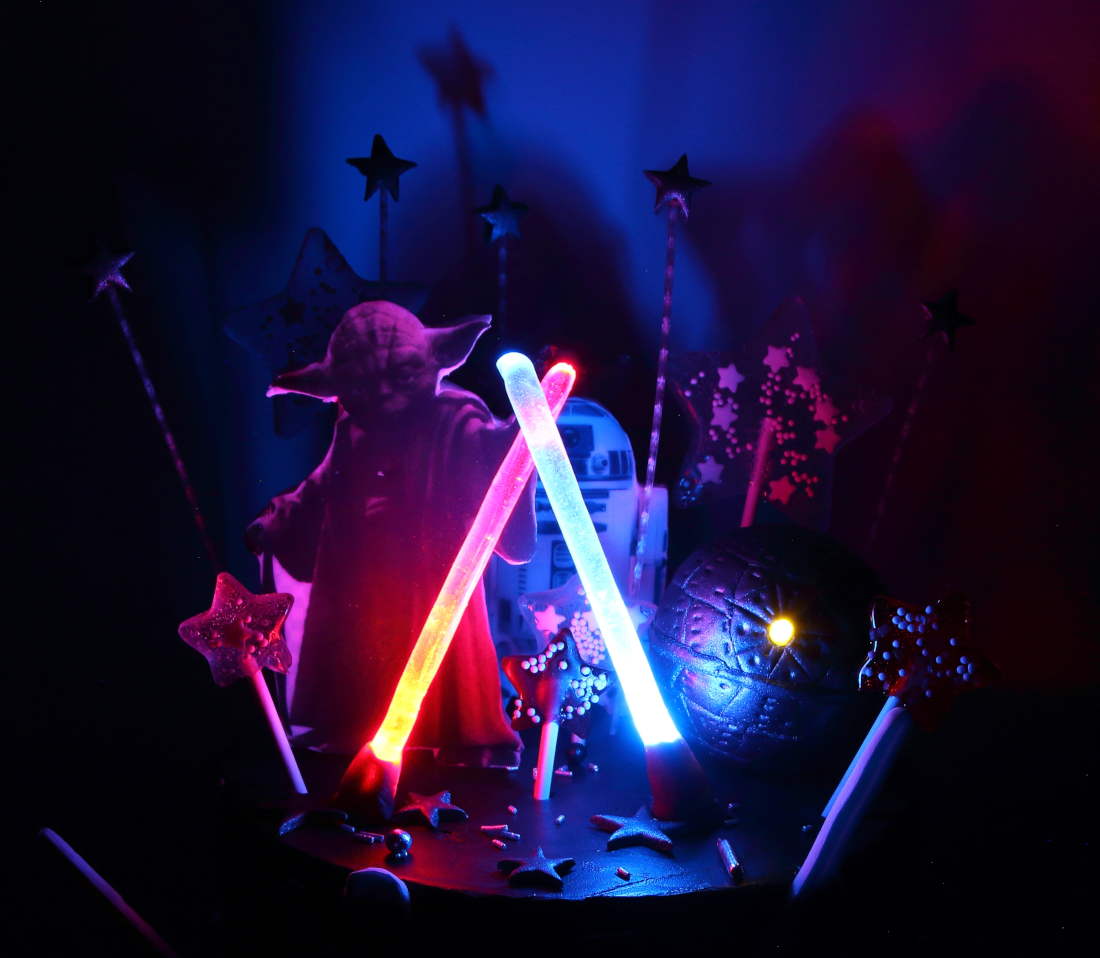 Star Wars cake with LED lights in the dark
