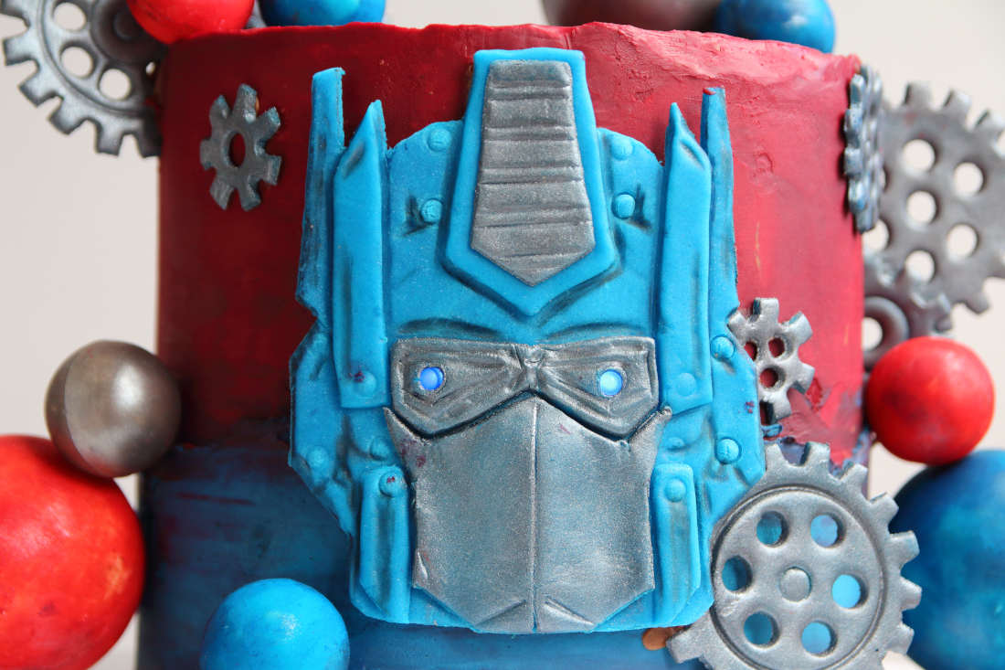 LEDs on the Optimus Prime transformer cake